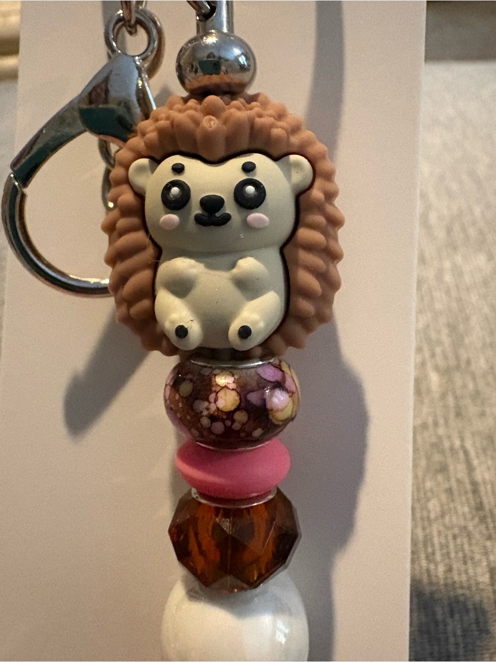 Hand Crafted Hedgehog Keychain or Bag Charm - NWOT
